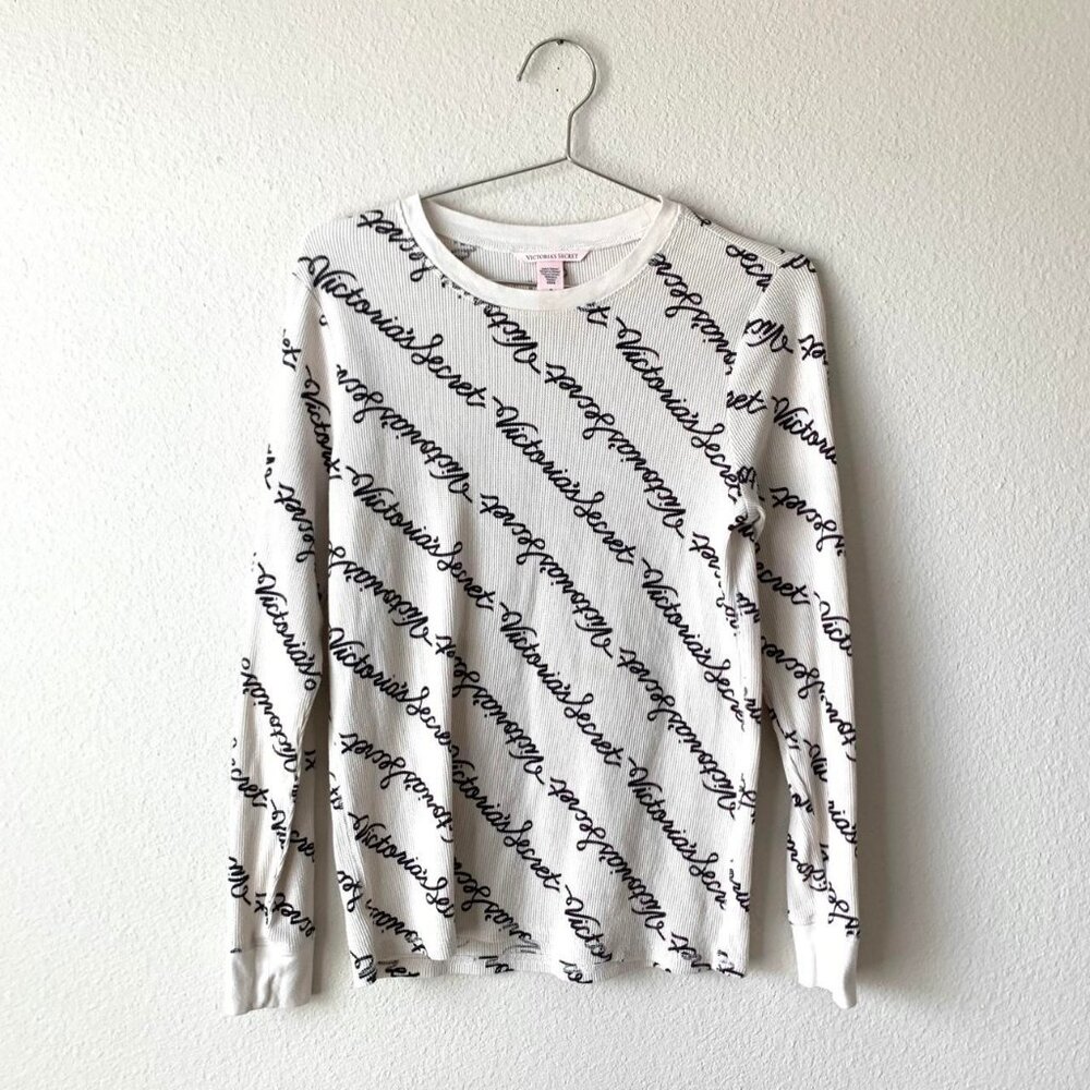 Victoria's Secret white waffle knit thermal long sleeve shirt Women's M